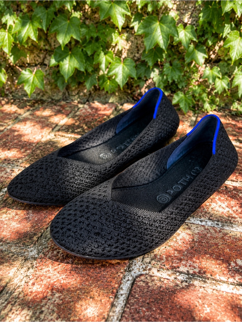 ROTHY'S Black Textile Balletcore Flexible Lightweight Flats, 9